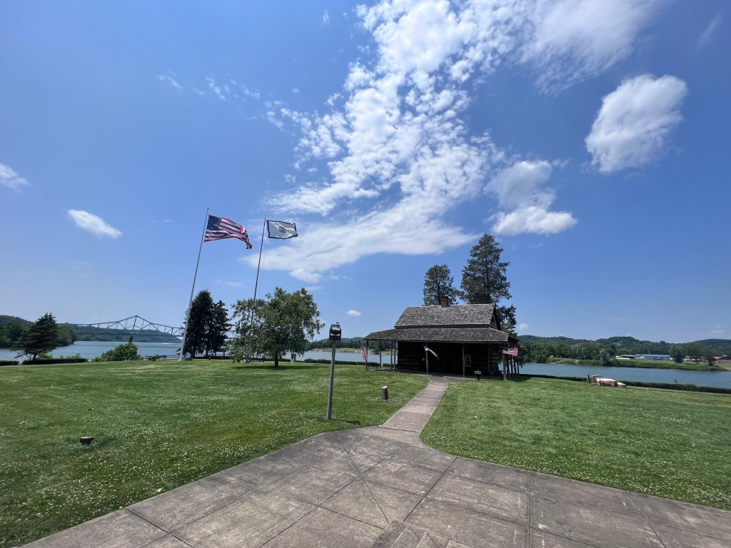 United States flags fly at Tu-Endie-Wei State Park. 